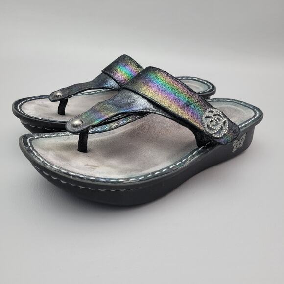 Alegria Thong Comfort Sandals Size 36 US 6.5 Irredescent Rainbow Metallic - Picture 1 of 10